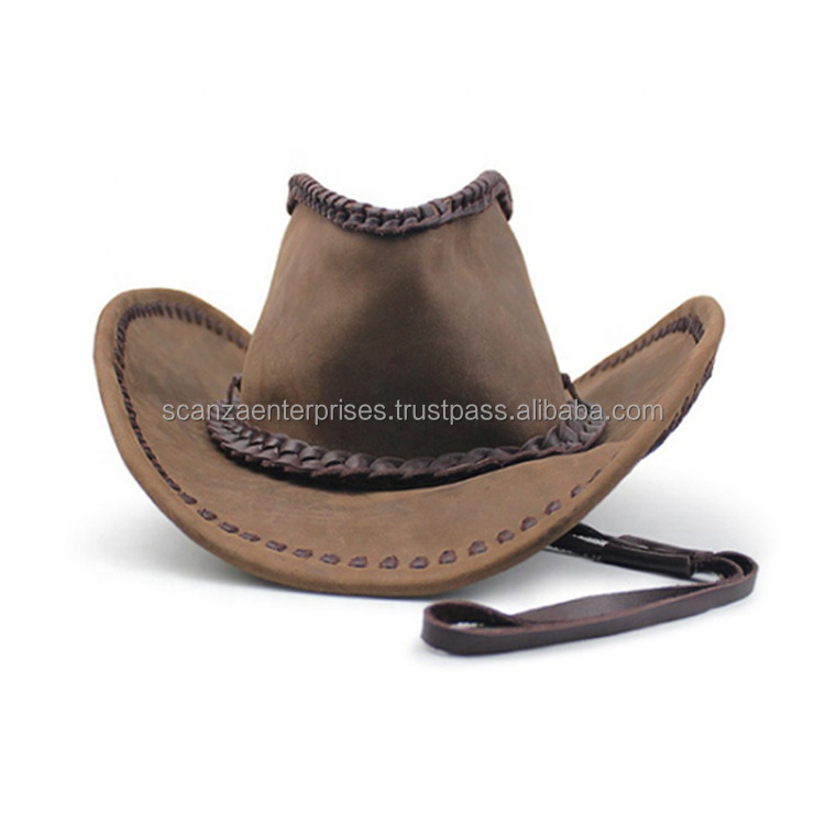 2021 Top Selling High Quality Professional Black Leather Western Cowboy Hat