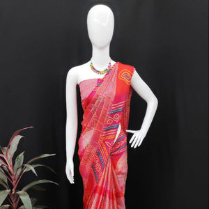 Vêtements de festival les plus choisis Saree imprimé en soie Baraso avec chemisier Pièce pour femmes indiennes Vêtements Sari Pas cher Prix bas Vente en gros Surat Apparel - Product Image 1