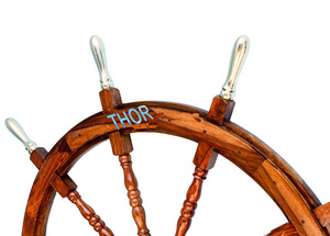 Timón de Barco Coleccionable, Decoración Náutica Pirata de Madera, con Asa de Latón, Letreros de Barco para Pared, 72 Pulgadas, Regalo - Product Image 3