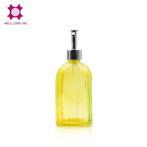Artistic design hotel amenities empty 450mL glass bottle with lotion pump body lotion bottle