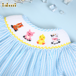 Venta al por mayor vestido de burbuja de animales ahumados para niñas ropa de algodón de manga corta para niños OEM/ODM - BB2591 - Product Image 2