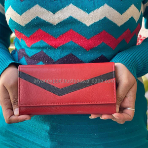 Nuevas y elegantes carteras coloridas únicas de cuero genuino hechas a mano, billetera de cuero reciclado para mujer, monedero multiusos, billeteras para tarjetas RFID - Product Image 5