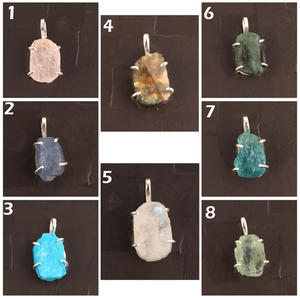 Pendentif élégant en argent sterling 925, type bohémien, artisanal, en apatite brute, avec chaîne, excellente qualité - Product Image 2