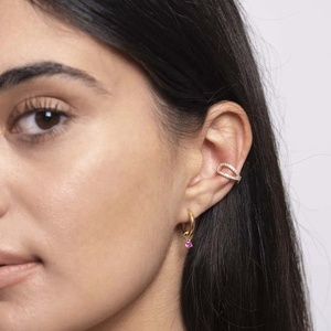 LOZRUNVE Desbloqueio <span class=keywords><strong>925</strong></span> <span class=keywords><strong>argento</strong></span> pavé CZ No <span class=keywords><strong>Piercing</strong></span> nodo croce Clip orecchio bracciale orecchino - Product Image 5