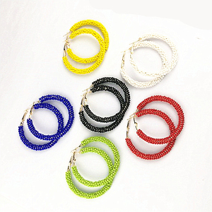 2024 pendientes de aro grandes bohemios hechos a mano chapados en oro cuentas borlas declaración de alta calidad moda diamante perla bodas - Product Image 4