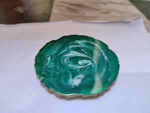 Posavasos de resina con borde de oro negro, posavasos de resina para bebidas, borde de oro, borde de mármol, rebanada de ágata - Product Image 4