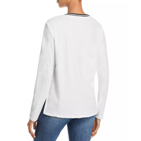 T-shirt en denim personnalisé OEM, écologique, col en V, avec trou et bouton, pour femmes et jeunes filles