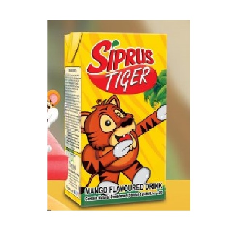 Super Fresh MANGO FRUIT DRINK WITH REAL PULP SIPRUS TIGER TETRA PACK 24X125 ML For Children