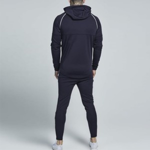 High Quality Raglan Sleeve Slim Fit Track Suit With Drawstring Hoodie & Full Front Zip Men's Sweat Suit For Jogging - Product Image 5