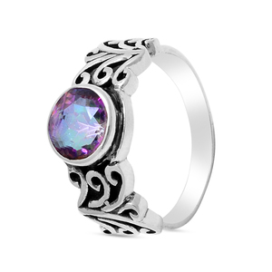 แหวนพลอยโทแพซลึกลับ925แหวนเงินสเตอร์ลิงดีไซน์เนอร์ทรงกลมตัดคลาสสิกโรเดียมชุบแหวนแฟชั่นสำหรับเป็นของขวัญแต่งงาน - Product Image 5