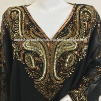 Kaftan Abaya Musulman Élégant avec Paillettes, Perles et Appliques, en Georgette, Manches Longues Droites, Longueur Ras du Sol, pour Femme, Collection 2022, Meilleure Vente