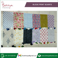 Vente directe d'usine Shreeya Fineries, fabricant indien, foulards longs en coton imprimé pour femmes, pour les voyages