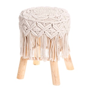 Taburete de macramé de forma redonda con borla para habitación, asiento bohemio personalizado, diseño moderno, venta al por mayor, nuevo - Product Image 1