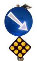 Panneaux de signalisation routière solaires à haute visibilité ASP AS-458, panneau solaire Li-Fe 3.2V/3Ah, batterie 33 LED (jaune/rouge/blanc) clignotants 24