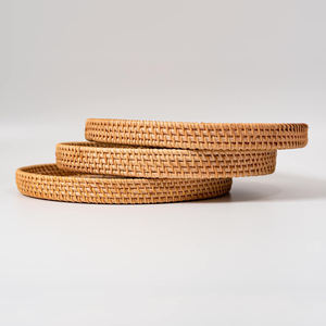 Plateau de service en rotin naturel du Vietnam, avec mère de la perle, plateau rond en rotin pour la décoration du Ramadan Eid, vente en gros - Product Image 4