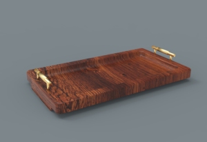 Plateau de service de luxe imprimé rond en bois et en métal pour la maison hôtel et restaurant plateaux décoratifs pour dessus de table - Product Image 6