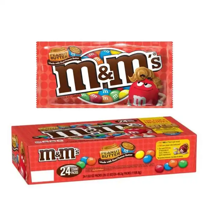 M & M Milk Chocolate Peanut Butter 1.63oz Bag or 24 Count Box