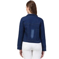 Chaqueta vaquera a la moda para mujer, chaqueta hecha a medida de manga larga con cuello vuelto 2022