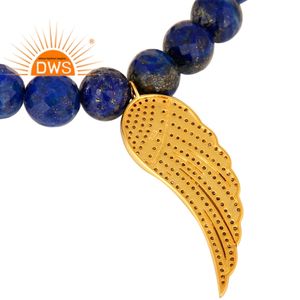 Set de pulseras de plata de ley 925 con lapislázuli Natural y hoja de diamante, joyería para mujeres - Product Image 3