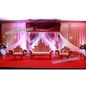 Conjunto de sofá de compromiso para escenario, conjunto de muebles de diseño tallado pesado, de estilo indio real, para boda - Product Image 1
