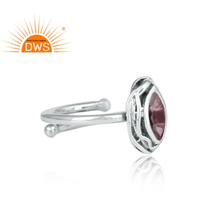 Anillo de compromiso de Plata de Ley 925 oxidado, joyería ajustable, Gema de topacio Rosa Natural, venta al por mayor - Product Image 3