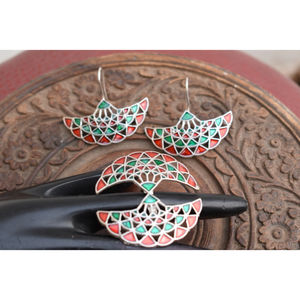 Trending-anillo y pendientes de plata para mujer y niña, conjunto combinado de diseño de moda, novedad de 2021 - Product Image 3