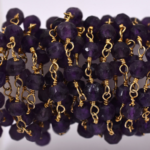 Piedra preciosa con cuentas de amatista, collar de cadena de cuentas de Rosario chapado en oro de Plata de Ley 925, collar de moda para regalo de boda. - Product Image 4