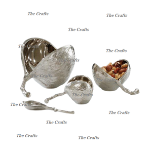 Juego de cuencos decorativos de frutas secas de diseño Bestest de tres cuencos de aluminio y plata para dulces para hostelería - Product Image 1