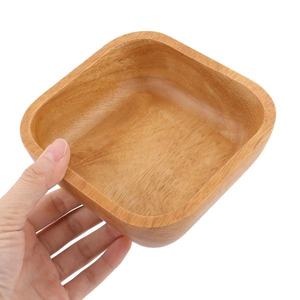 Bol de service à salade en bois naturel petite forme carrée polie fêtes de présentation vaisselle acheteur commercial nourriture incluse - Product Image 1