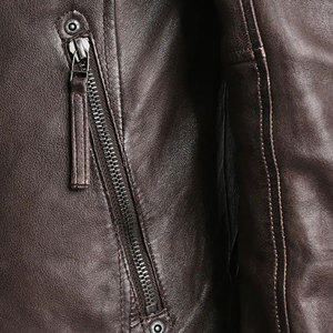 Grossiste hommes D'agneau Véritable bomber Veste En Cuir avec Deux Poches Avant À Glissière - Product Image 6
