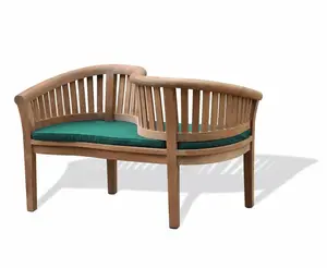 Modern Outdoor Patio <b>Bench</b> Love Seat with <b>Cushion</b> Solid Teak Wood - Product Image 4