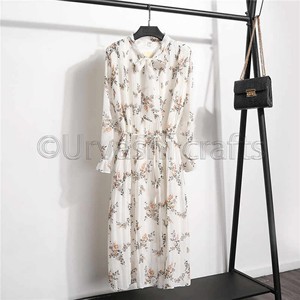 Venta al por mayor de ropa otoño primavera Midi vestido Floral elegante Casual Polka Dot Puff manga vestidos de mujer - Product Image 4