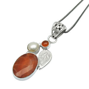 Meilleure vente Nouveau design en argent sterling 925 avec multi pierres précieuses naturelles Pendentif au design unique Fait à la main Fabricant de bijoux bohème - Product Image 1