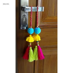 Шерстяные помпоны шарики цветные шарики индивидуальные оптовые продажи многоцветные помпоны шерстяные помпоны кисточки брелки
