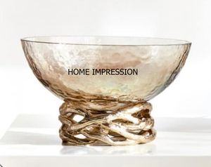 Cuenco de lujo de calidad superior recién llegado para la decoración del hogar, cuenco europeo de Base moderna de Metal de vidrio brillante, cuencos de decoración del hogar - Product Image 3
