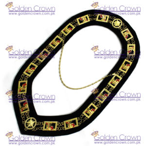 Collar de Cadena Azul Chapado en Metal Estilo Religioso Masónico de Caballero Templario con Corona Dorada, Unisex para Adultos, Cantidad Personalizable en Existencia - Product Image 3