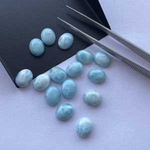 Cabujón semiprecioso suelto ovalado liso de piedra Larimar azul Natural de 8mm y 10mm de proveedor de piedras preciosas a precio de fábrica al por mayor - Product Image 1