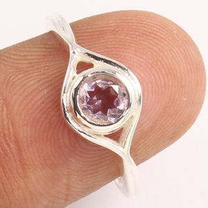 Anillos de amatista de nueva tendencia para niñas y mujeres, joyería hecha a mano de Plata de Ley 925 con piedras preciosas facetadas redondas de 5mm, superventas - Product Image 2