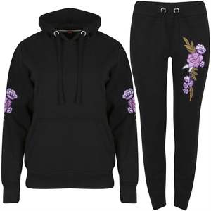 Último diseño personalizado para mujer Floral Rosa bordado Sudadera con capucha camisetas gimnasio chándal - Product Image 6