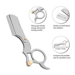 มีดโกนหนวดแบบโบราณสำหรับผู้ชายมีดโกนหนวดแบบมีขอบตรงใบมีดสแตนเลสมีดโกนแบบมืออาชีพ - Product Image 2