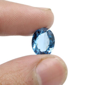 หินอัญมณีคริสตัลสีเงินเจียระไนเหลี่ยมเพชรพลอยลอนดอนธรรมชาติ11X9MM ทรงรีสำหรับสร้อยคอ - Product Image 5