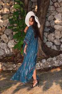 Vestido de playa bohemio de verano para mujer, caftán Sexy, largo hasta el suelo, tejido, patrón sólido, transpirable, ecológico - Product Image 2