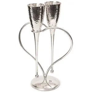 Flauto in acciaio inossidabile con supporto a cuore calici da vino tazze flauti di Champagne in ottone più venduti per hotel e bar