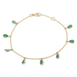 Meilleure vente Bracelet réglable en or jaune 18 carats pierre précieuse poire émeraude naturelle bijoux de luxe à la mode fêtes mariages - Product Image 1