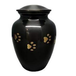 Urnas de cremación de latón de alta calidad con estampado de pata, urnas funerarias de metal con acabado de color dorado y negro para cenizas. - Product Image 1