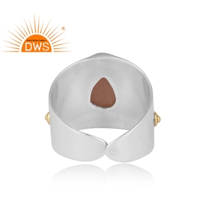 Anillo de plata de primera ley con piedra lunar para mujer, sortija, plata esterlina 925, piedra Natural, Peach, piedra lunar, hecho a mano - Product Image 4