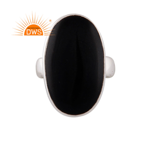 Bague en argent massif fait à la main style indien, pierre précieuse naturelle en Onyx noir, fabrication de bijoux, offre spéciale - Product Image 1