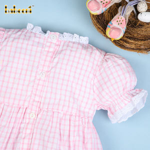 Combinaison à bulles pour bébé fille avec motif à carreaux, 100% coton certifié OEKO-TEX, manches courtes, fermeture à boutons pression, ODM BB1803 - Product Image 6