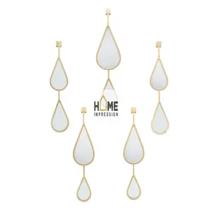 Tear Drop Metal Gold Luxury Wall Mirrors Designer Gold Metal Teardrop Mirrors