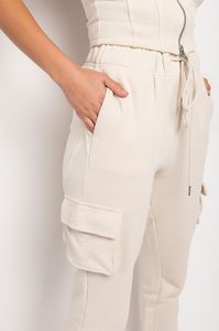 2022 nuevo diseño personalizado impreso pantalón alto de mujer pantalón de tela suave bolsillos con cremallera frontal ropa de talla grande-mejor calidad baja - Product Image 6